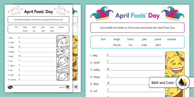 April fools day word scramble events usa