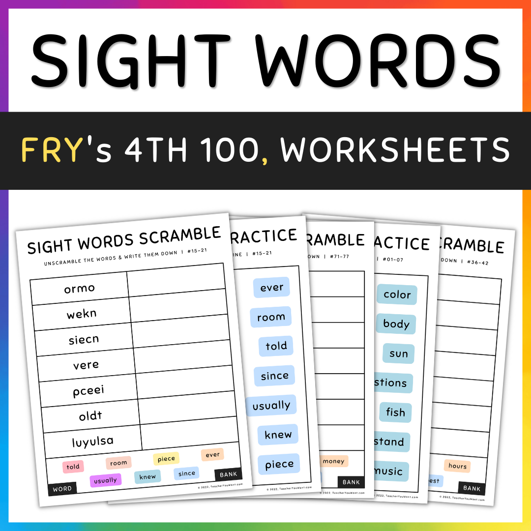 Fry sight words practice match and unscramble activities th set made by teachers