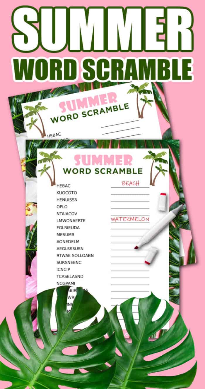 Summer word scramble