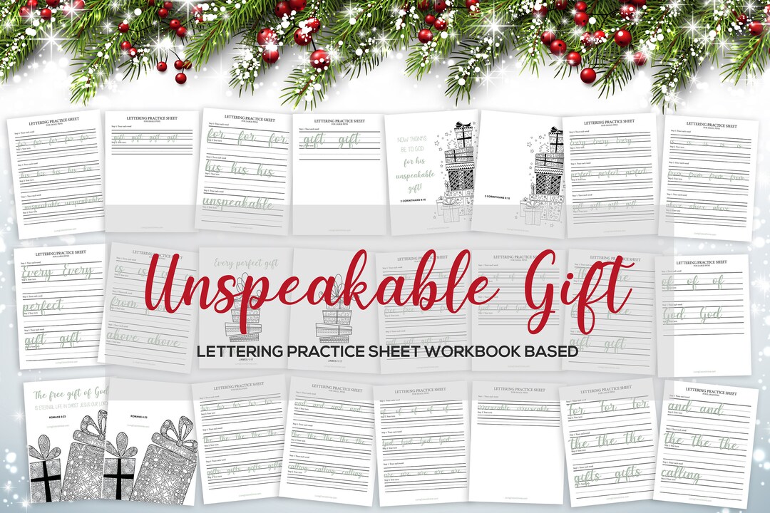 Unspeakable gift lettering practice sheets christian coloring pages prayer journal printable