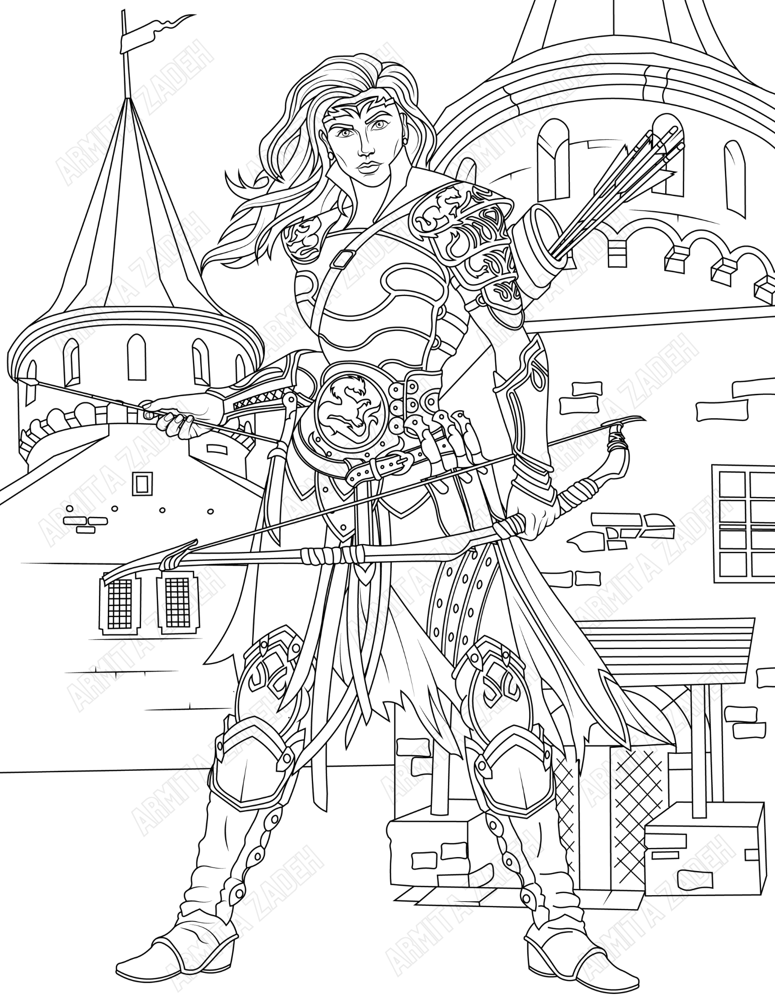 Powerful areto amazonian warrior coloring page
