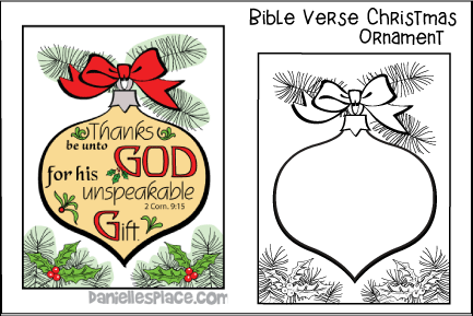 Christmas ornament bible verse activity sheet