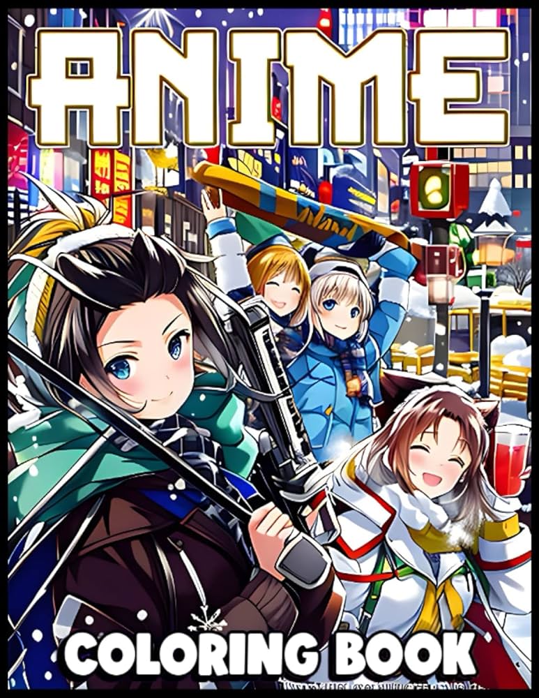 Anime coloring book large print fun coloring pages mixed up with kawaii girls action
