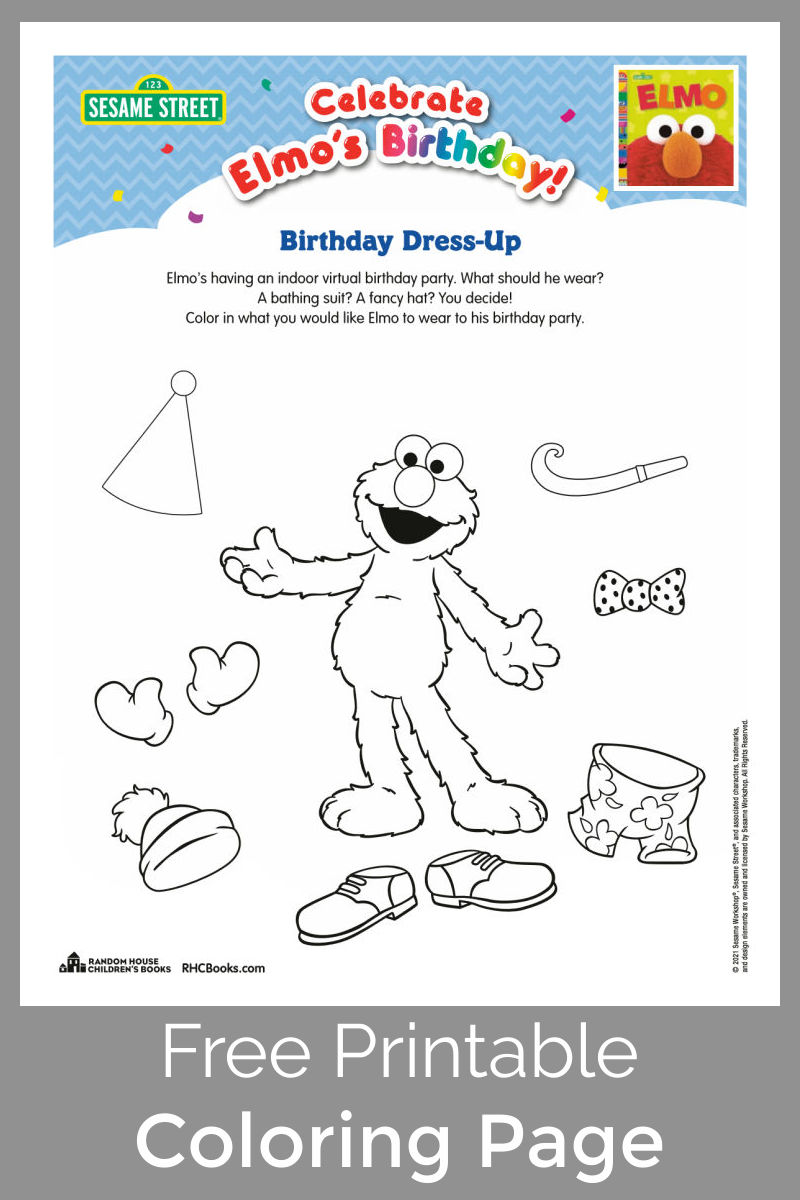 Free printable elmo dress up coloring page