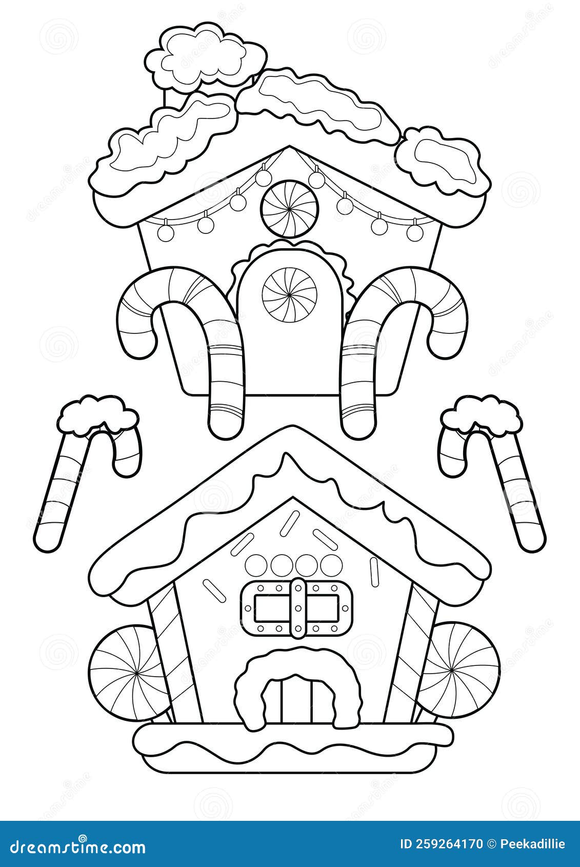 Christmas gingerbread house coloring pages a for kids and adult stock illustration
