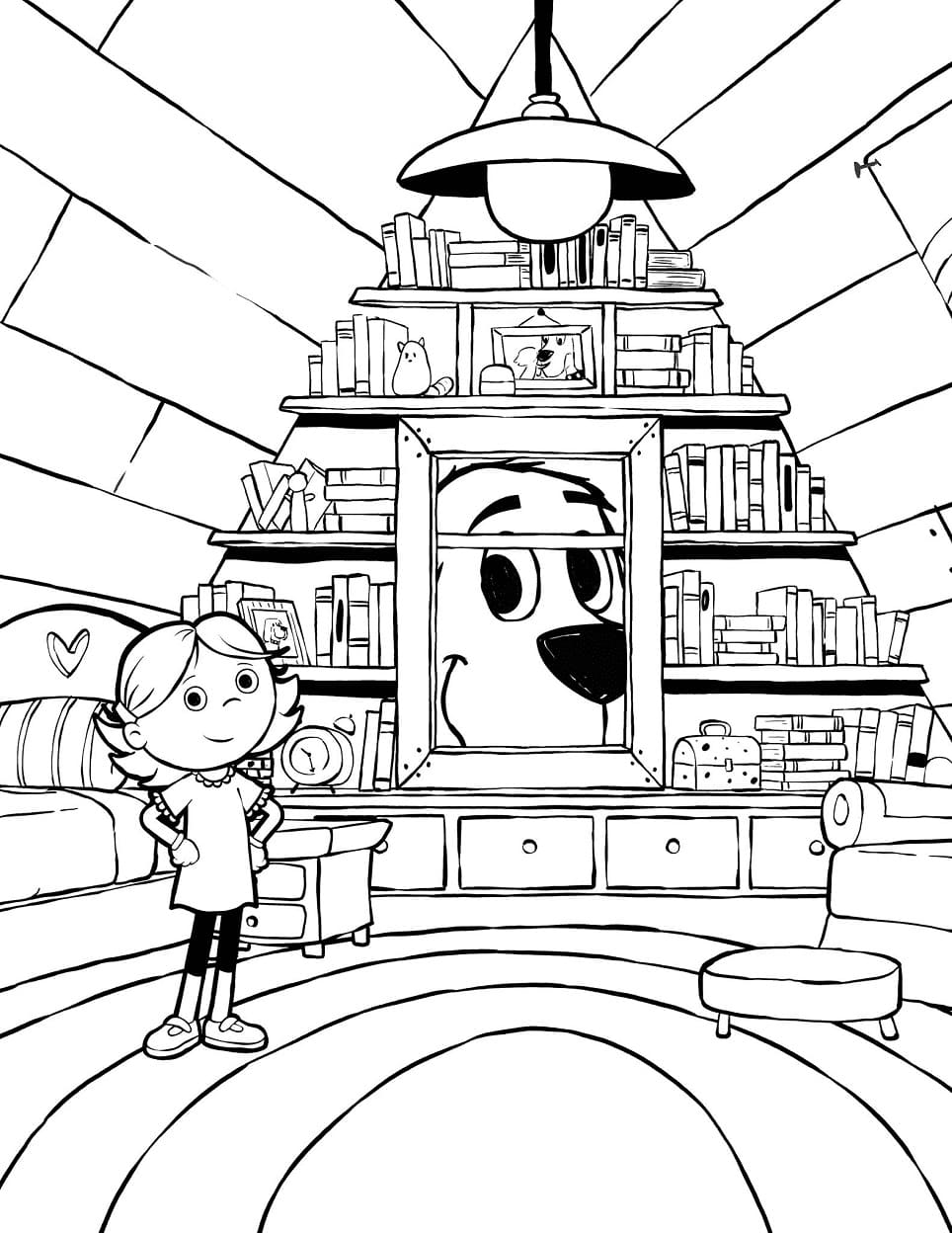 Emily with clifford coloring page