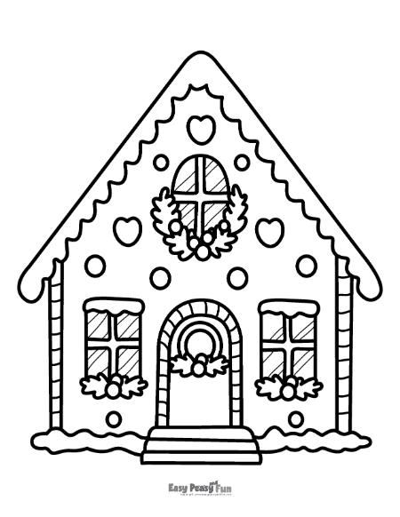 Free printable gingerbread house coloring pages