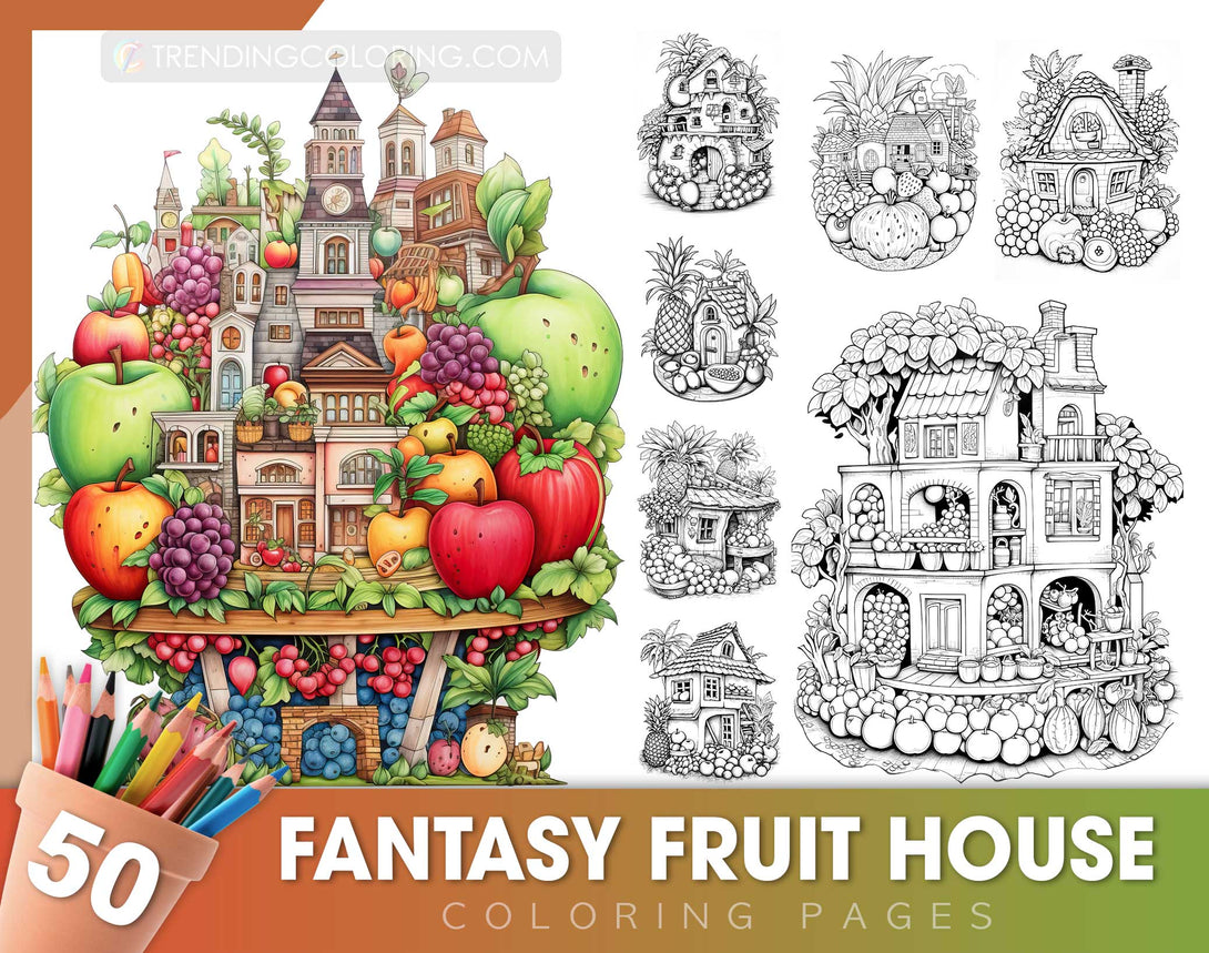 Fantasy fruit house coloring pages