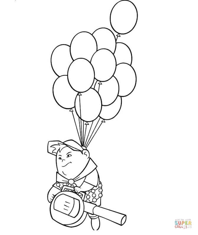 Russell on the balloons coloring page free printable coloring pages