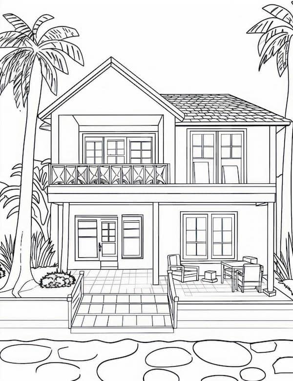 House coloring pages for adults and kids