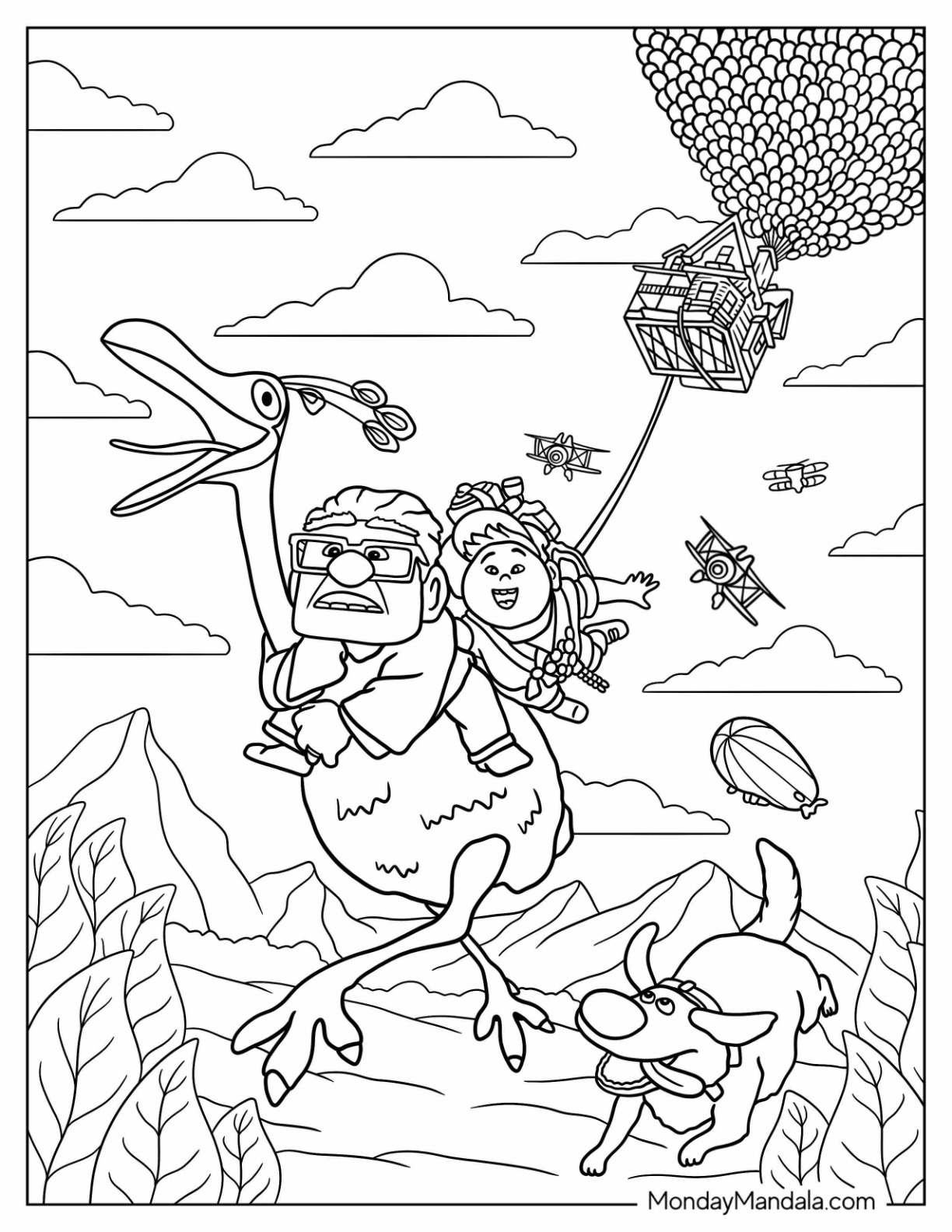Up coloring pages free pdf printables
