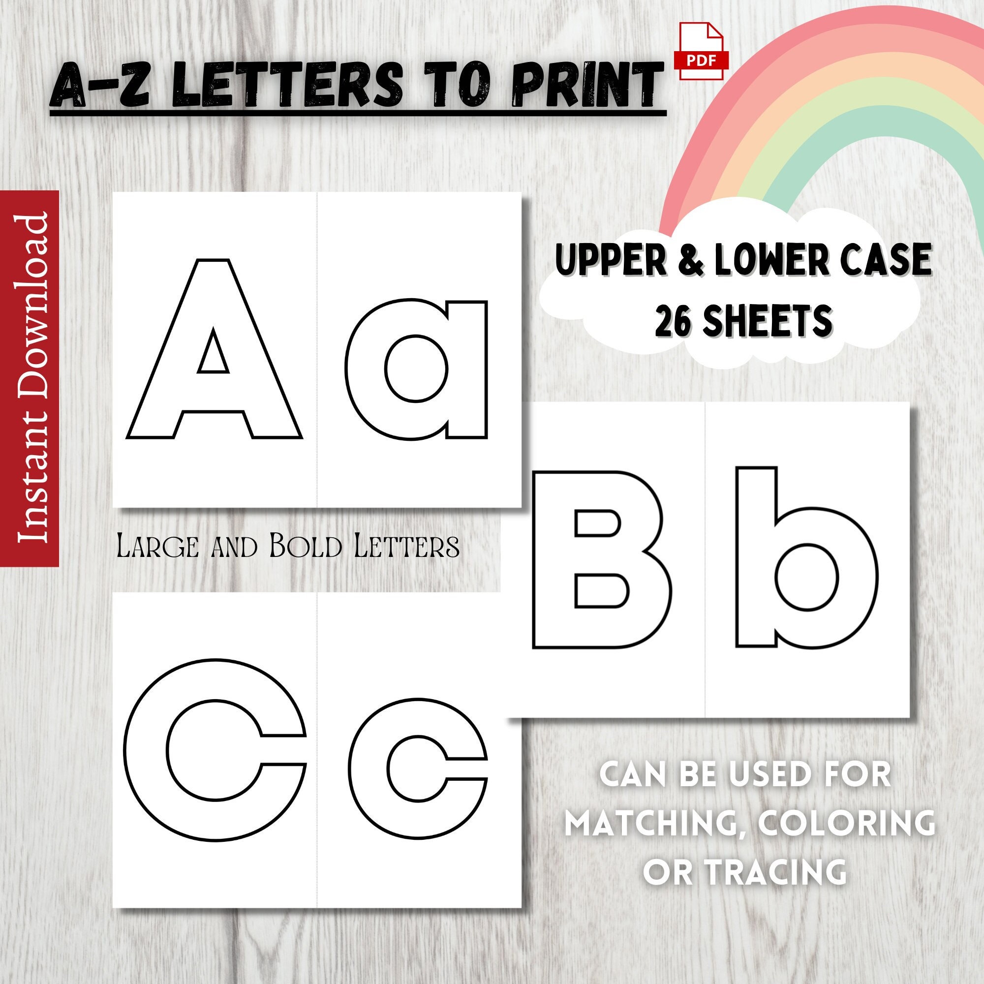 Printable letters to color upper and lower