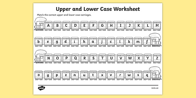 Upper case and lower case letters matching worksheet