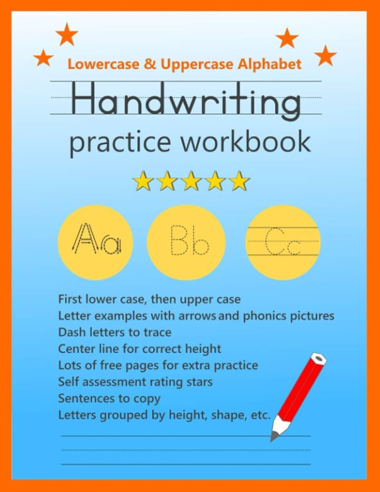 Lowercase uppercase alphabet handwriting practice workbook trace letters learn phonics coloring and drawing and extra practice pages cawood cathy books