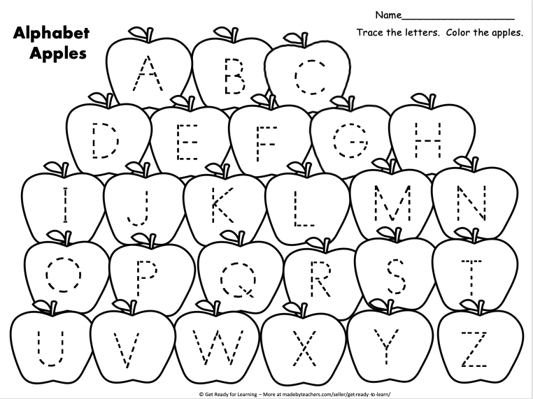 Free uppercase letters worksheet for fall apple season made by teachers