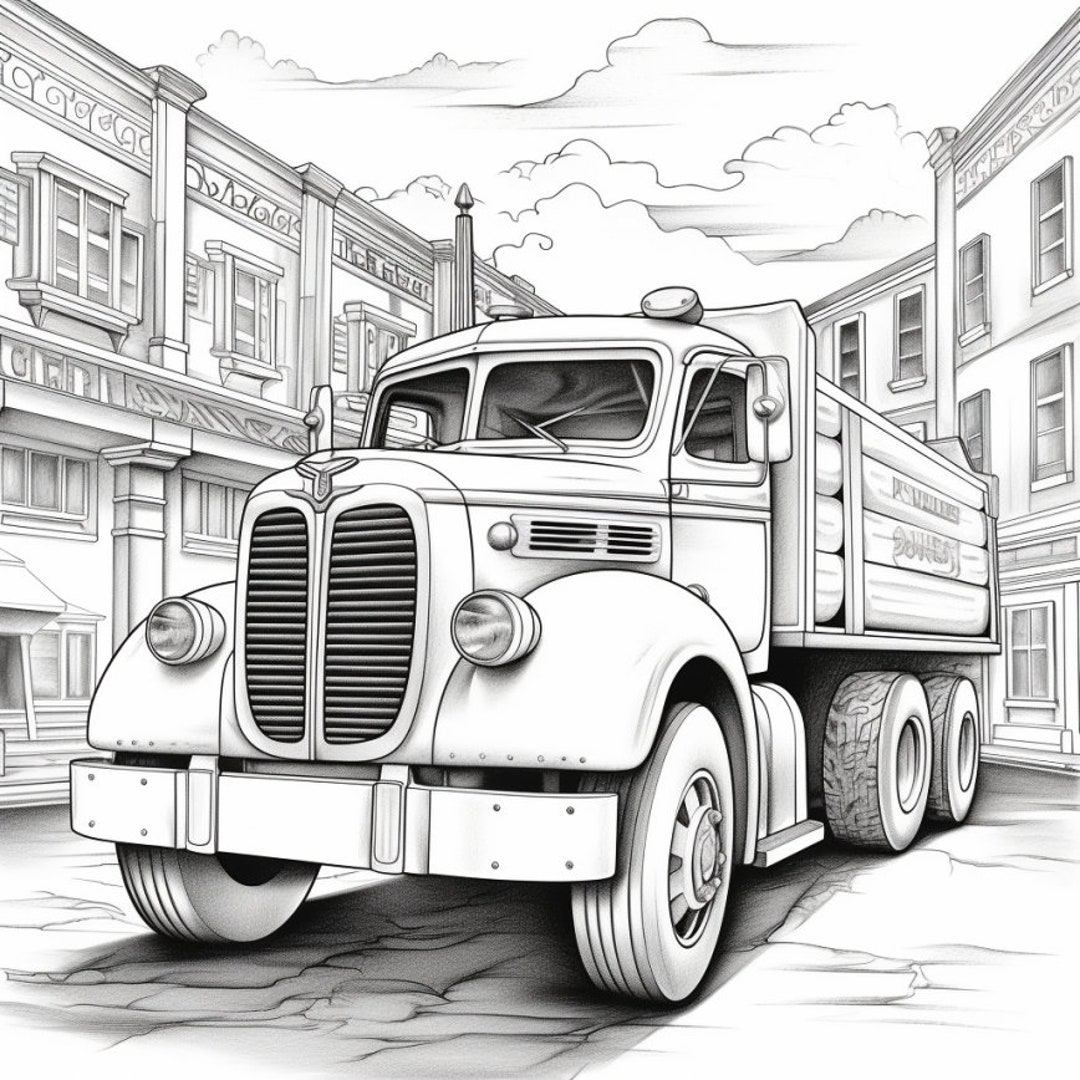 Truck coloring picture instant download unlimited prints