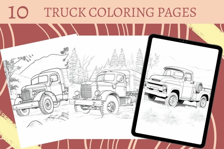 Truck coloring pages design bundles