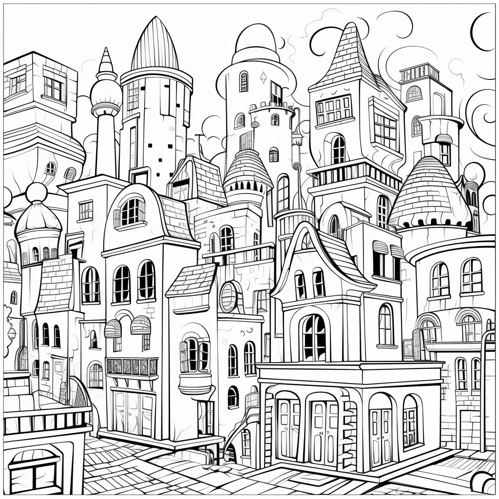 Coloring pages of buildings