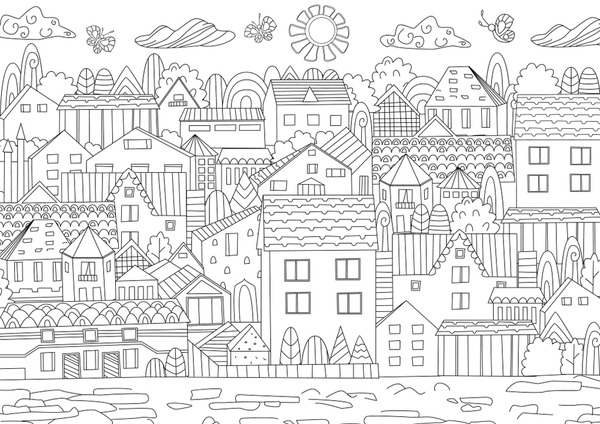 Thousand coloring page town royalty