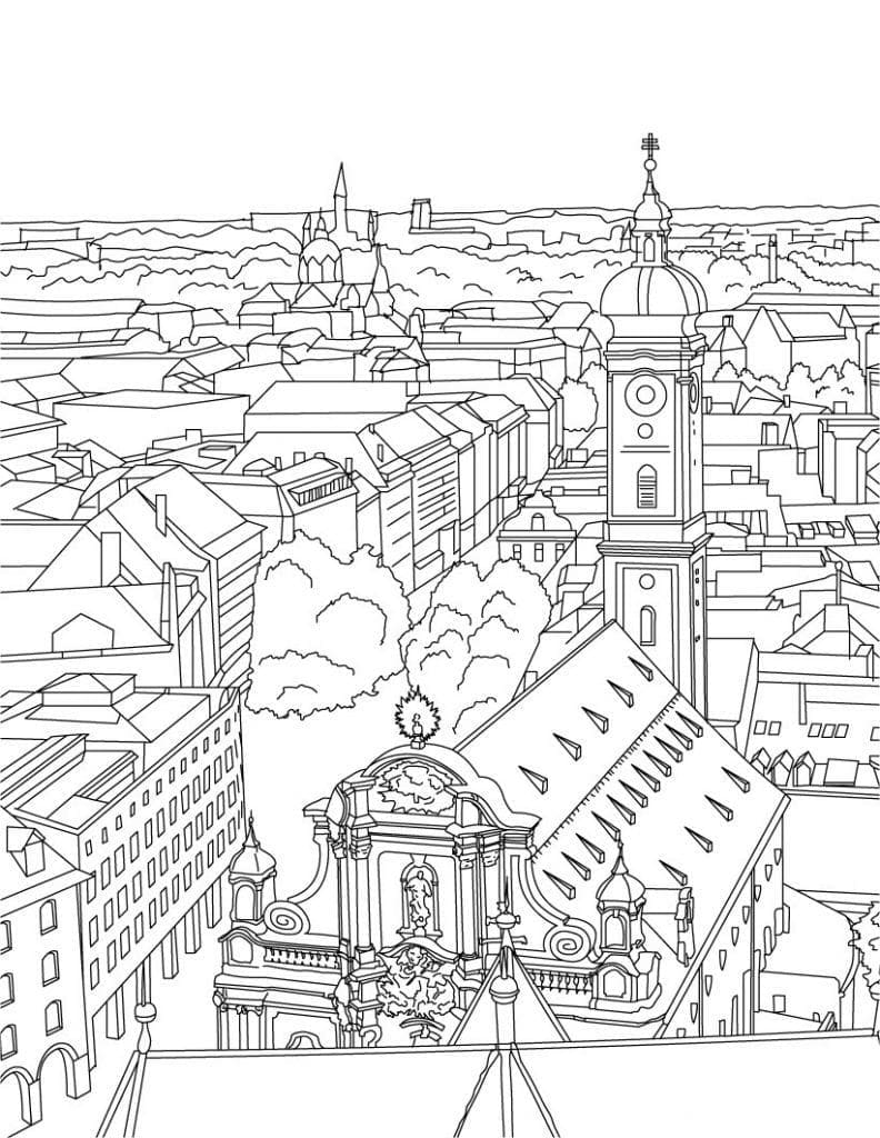 The city coloring page