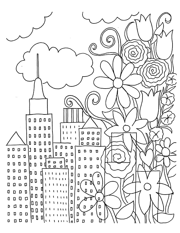 Free coloring book page download urban flowers â jessie unicorn moore