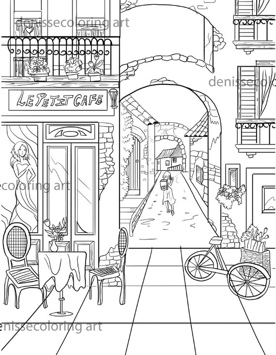 City coloring book printable paris adult coloring book pdf letter size