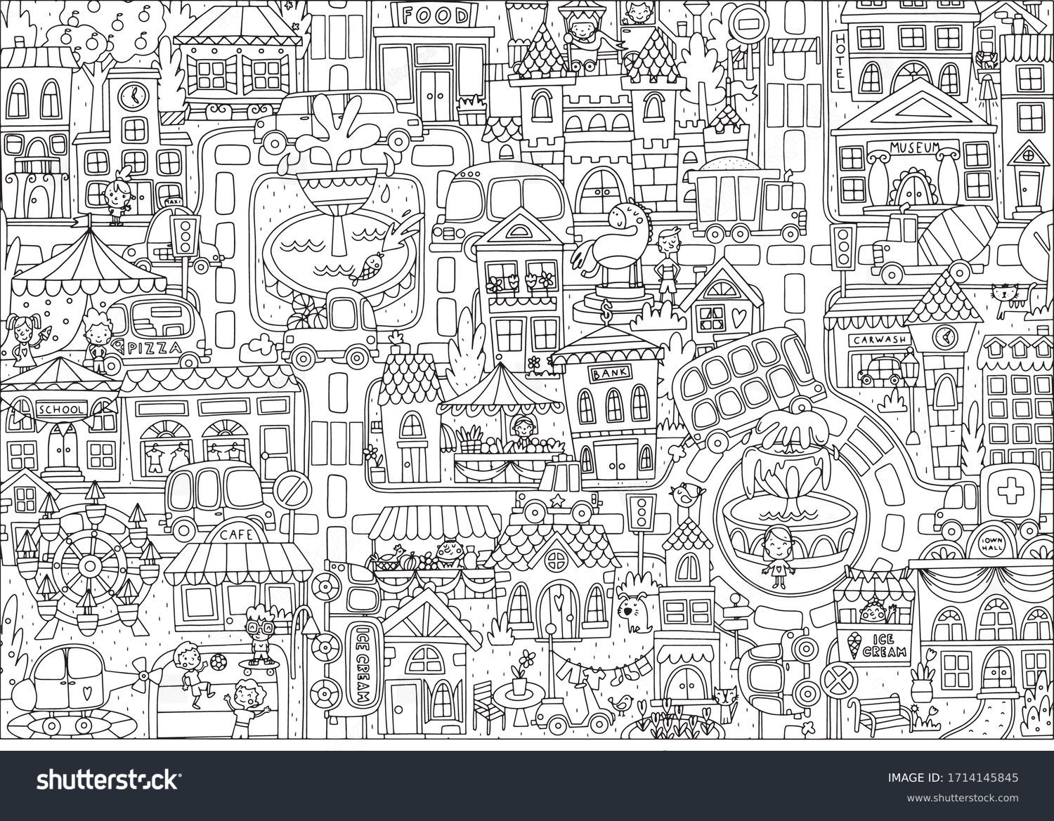 Thousand coloring page city royalty