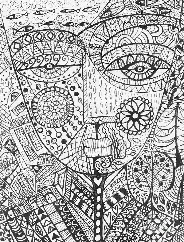 Urban garden goddess coloring page art print by sandra silberzweig