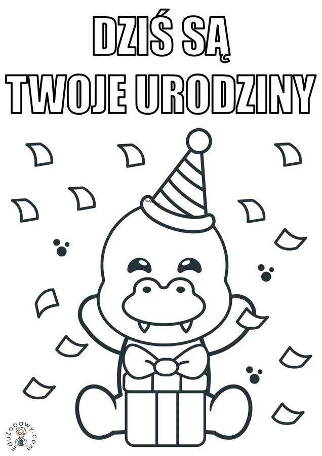 Kartka z dinozaurem kolorowanka online oraz do druku dla dzieci