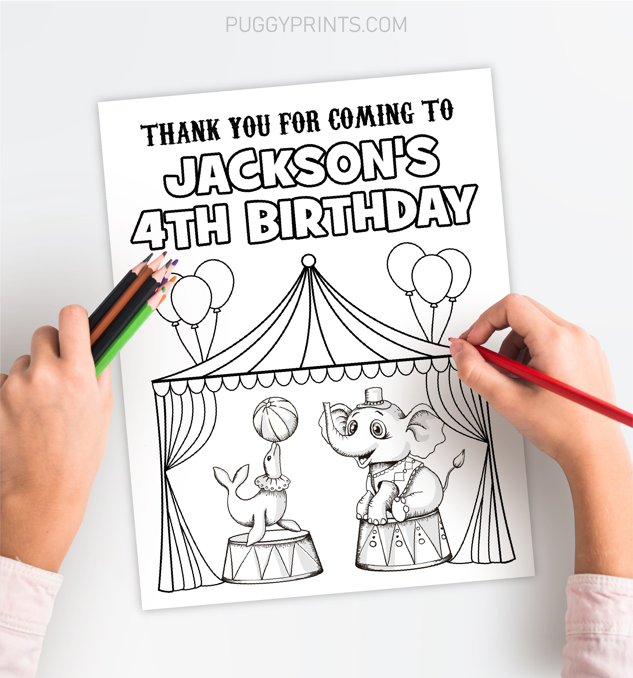 Circus birthday coloring page editable circus coloring page template printable circus birthday coloring sheet carnival birthday party cic