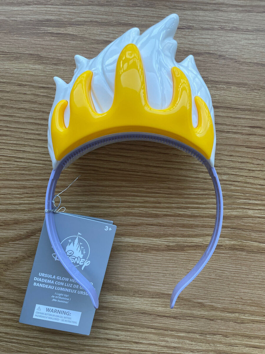 Disney parks light up ursula hair wcrown plastic ears headband new tags ship