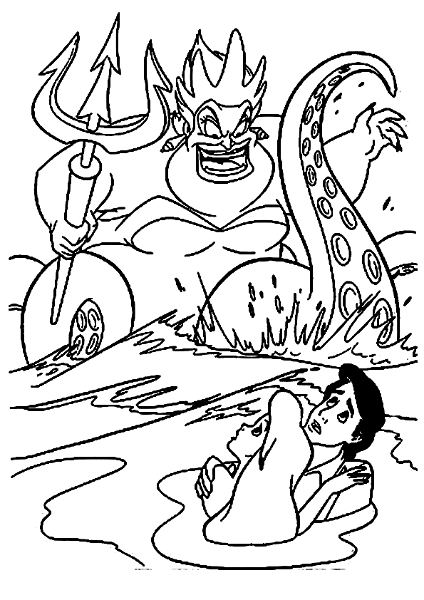 Ursula wants to kill ariel and eric coloring page