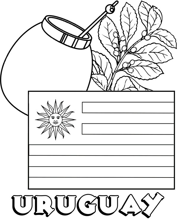 Flag of uruguay educational coloring page