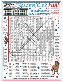 Us government vocabulary word search puzzle by reading club fun