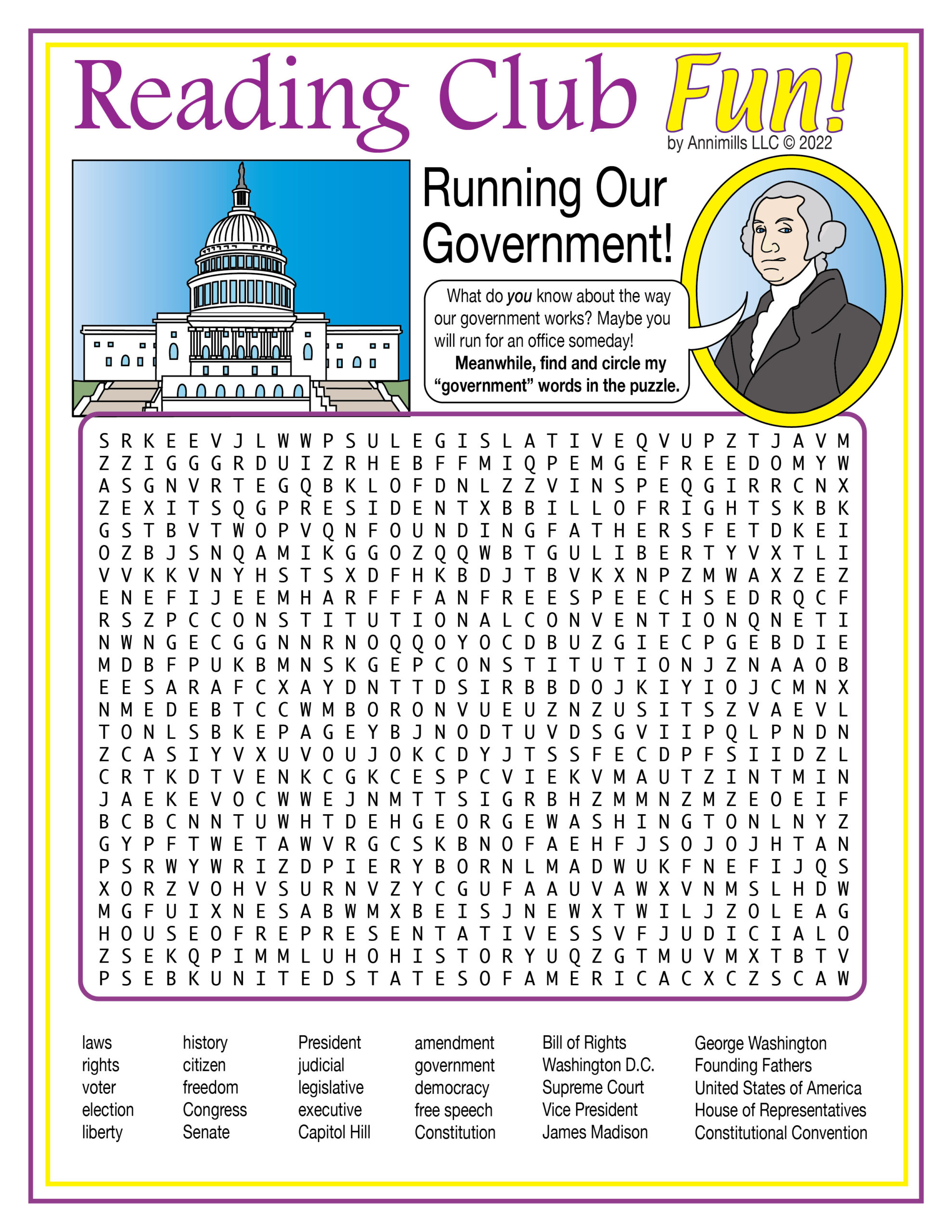 Constitution day activity set and government word search made by teachers