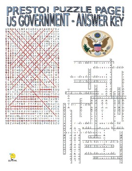 Us government puzzle page wordsearch and criss