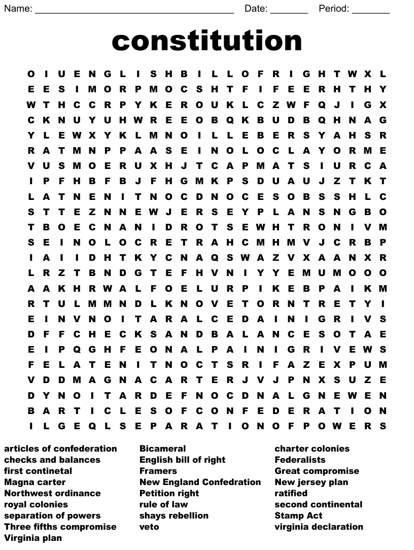 Foundations of the us government word search