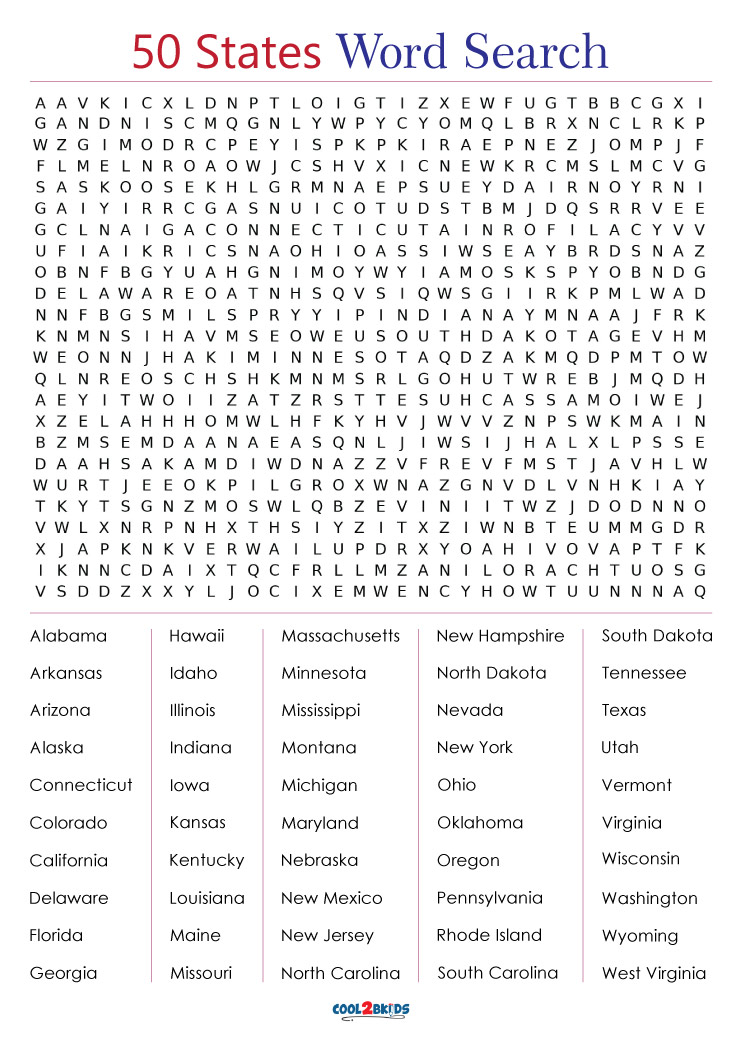Free printable word search puzzles for kids