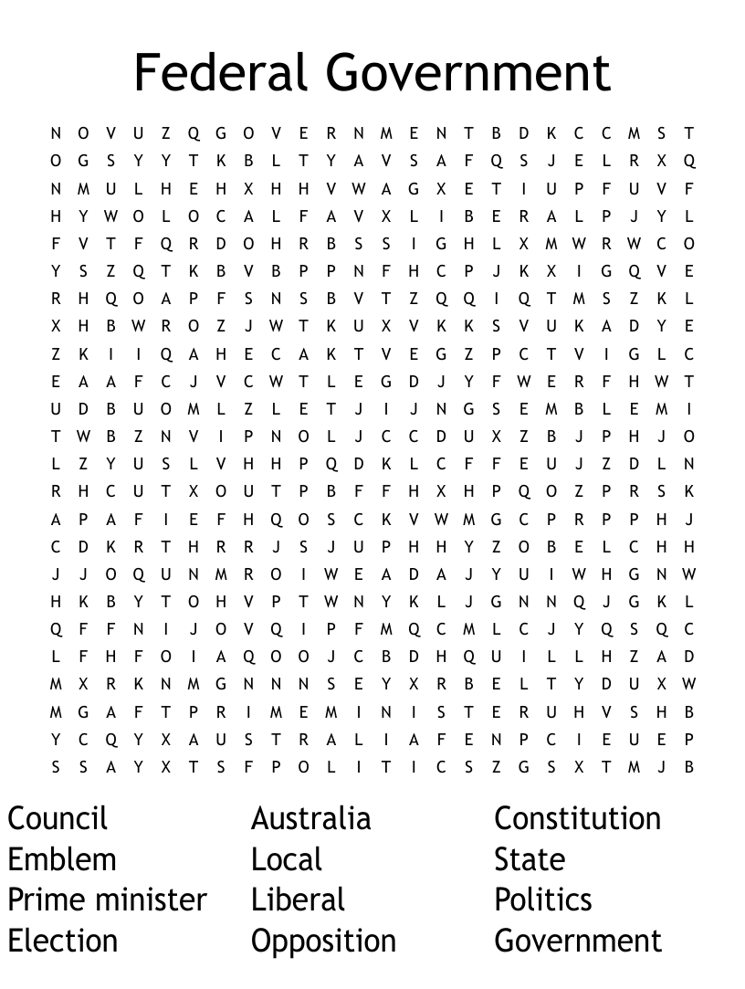 Federal government word search
