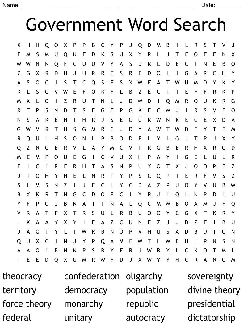 Us government word search