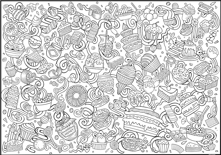 Artistic chaos ink giant coloring posters made in the usa rolled not folded giant coloring pages great craft for school party activities drawing roll x sweets