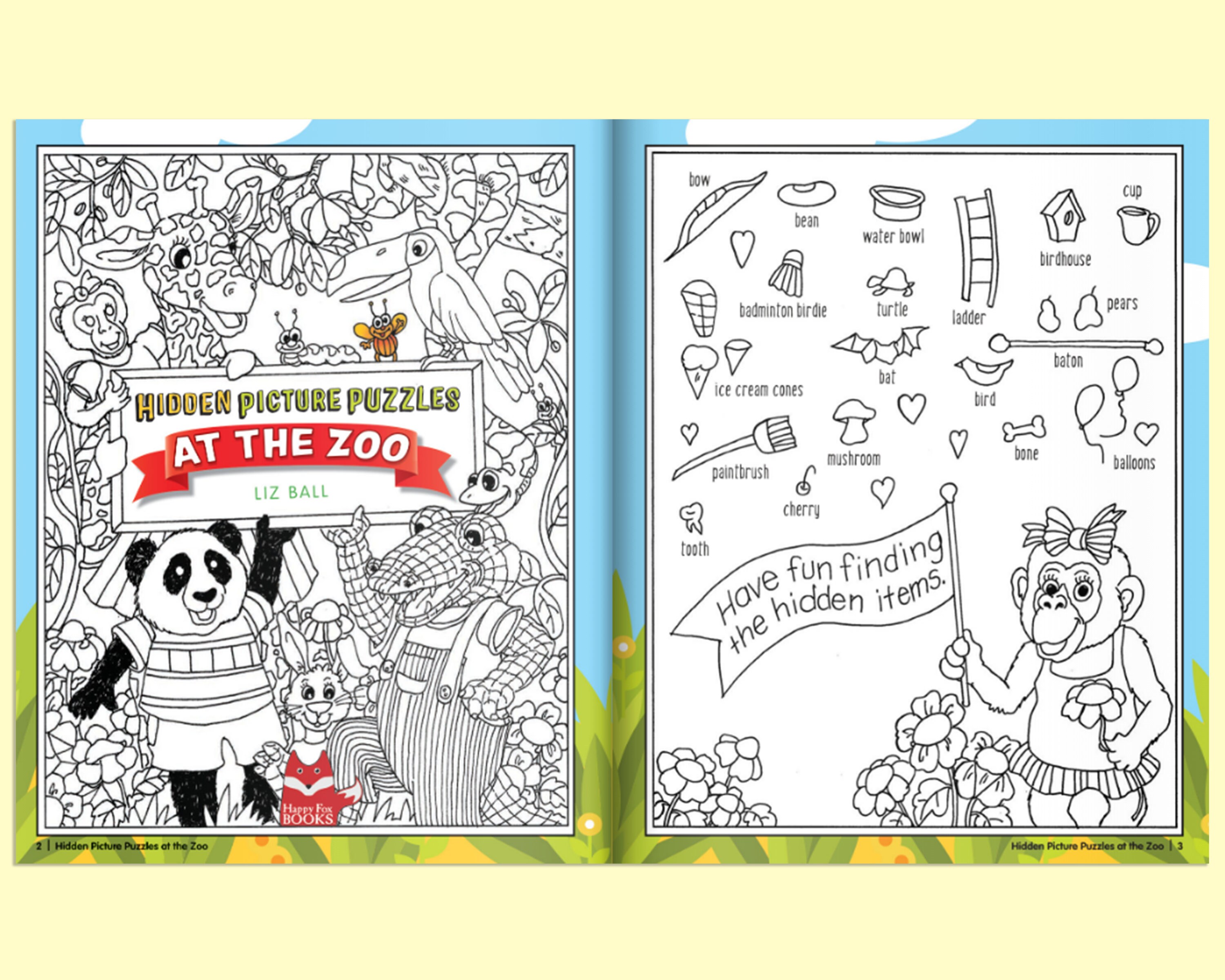 Coloring book hidden picture puzzles at the zoo kids activity book kids coloring book seek and find games hidden picture book