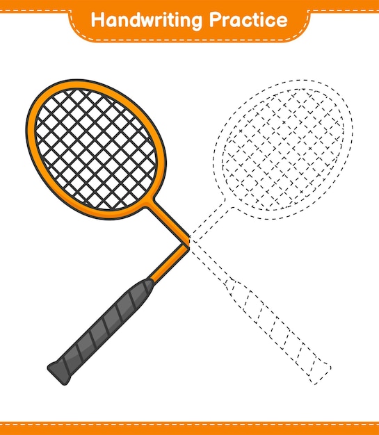 Premium vector handwriting practice tracing lines of badminton rackets educational children game printable worksheet vector illustration