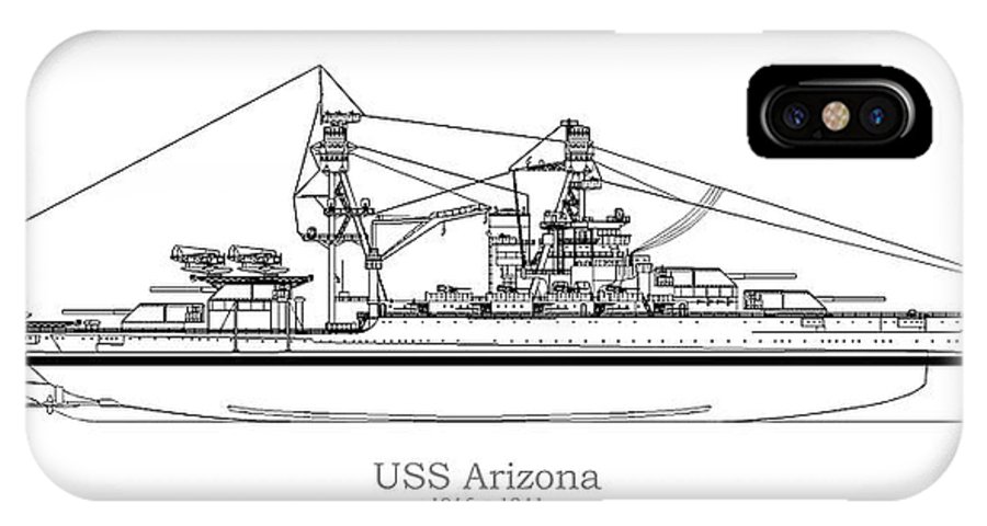 Uss arizona ship plans iphone x case by stockphotosart