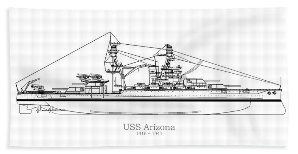 Uss arizona ship plans beach sheet by stockphotosart
