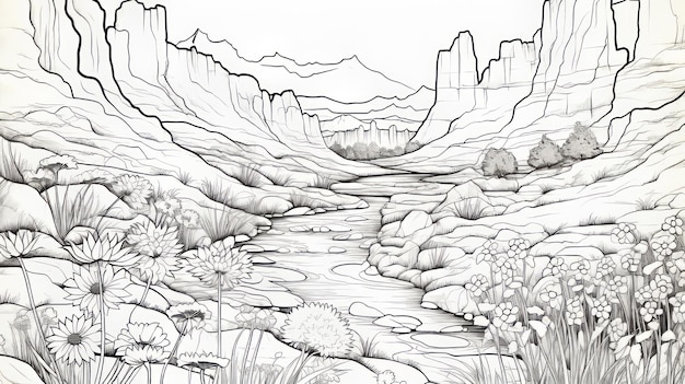Premium ai image utah desert coloring page hyperrealistic water style