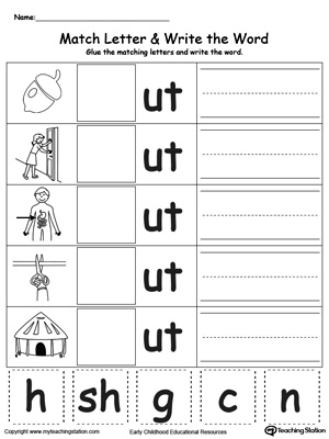 Free ut word family match letter and write the word