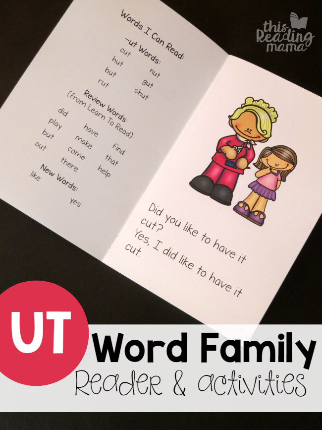 Learn to read ut word family reader activities