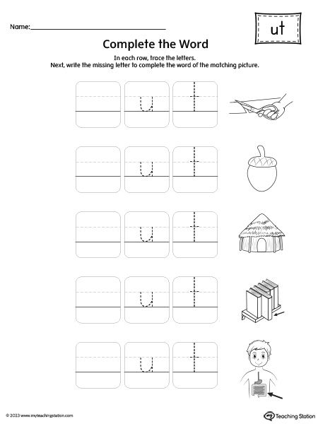 Free ut word family plete the words worksheet word family worksheets word families word families printables