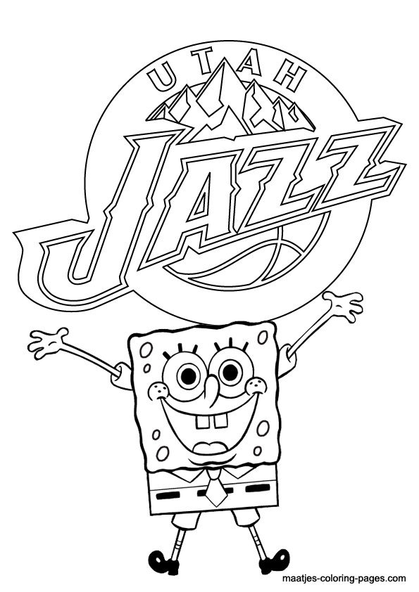 Utah jazz and spongebob nba coloring pages